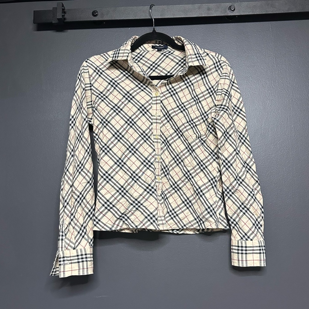 NWOT Burberry Button Up Nova Check Plaid L